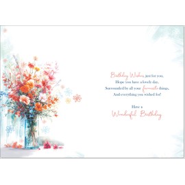 doodlecards Niece Birthday Card Bright Bouquet Medium Size with Plain Envelope