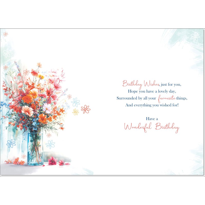 doodlecards Niece Birthday Card Bright Bouquet Medium Size with Plain