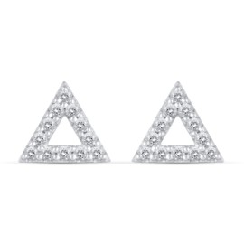 1/4 CTW Real Diamond Stud Earrings set in 925 Sterling Silver (TRIANGLE)