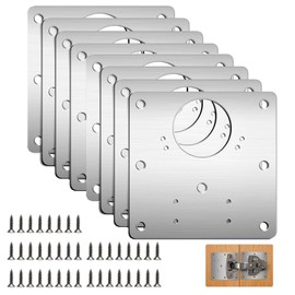 Sikweny Pack of 8 Hinge Repair Plate Hinges Repair Plate 9 x 9 cm Repair Piece for Side Hinge Plate with 48 Pieces Screws Hinges for Cabinet Doors Hinge Stainless Steel