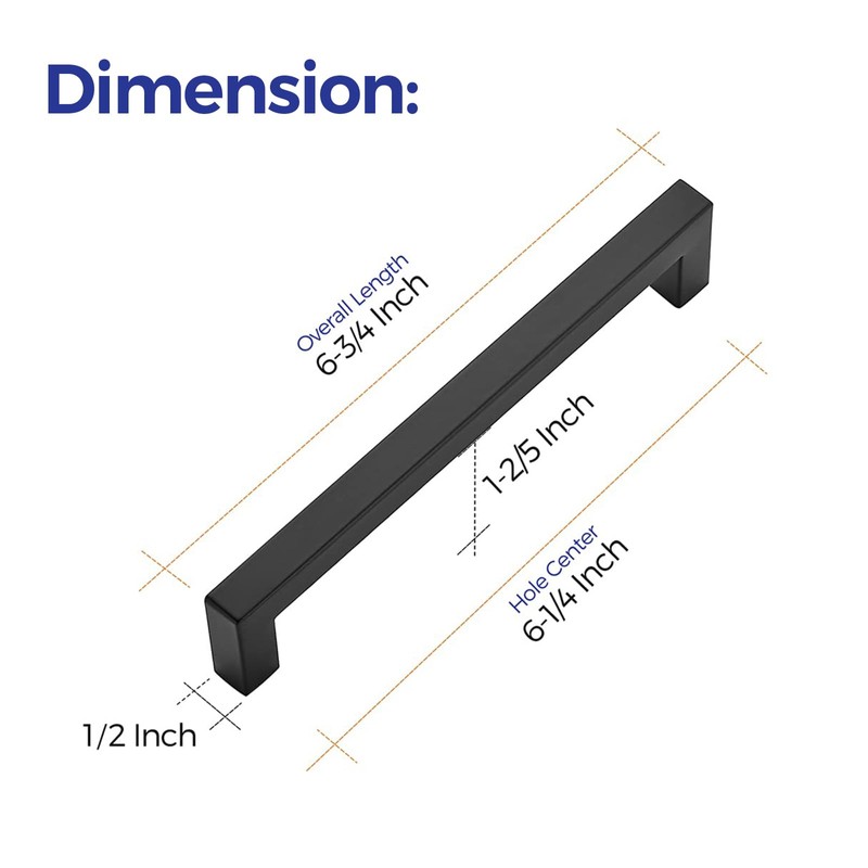 Ravinte 5 Pack 6-1/4 Inch Square Cabinet Handles - Matte
