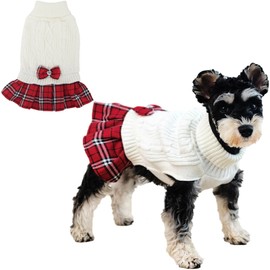 Dog Sweater Dress Turtleneck Dog Sweaters for Small Dogs Pullover Knitwear Puppy Clothes (L)