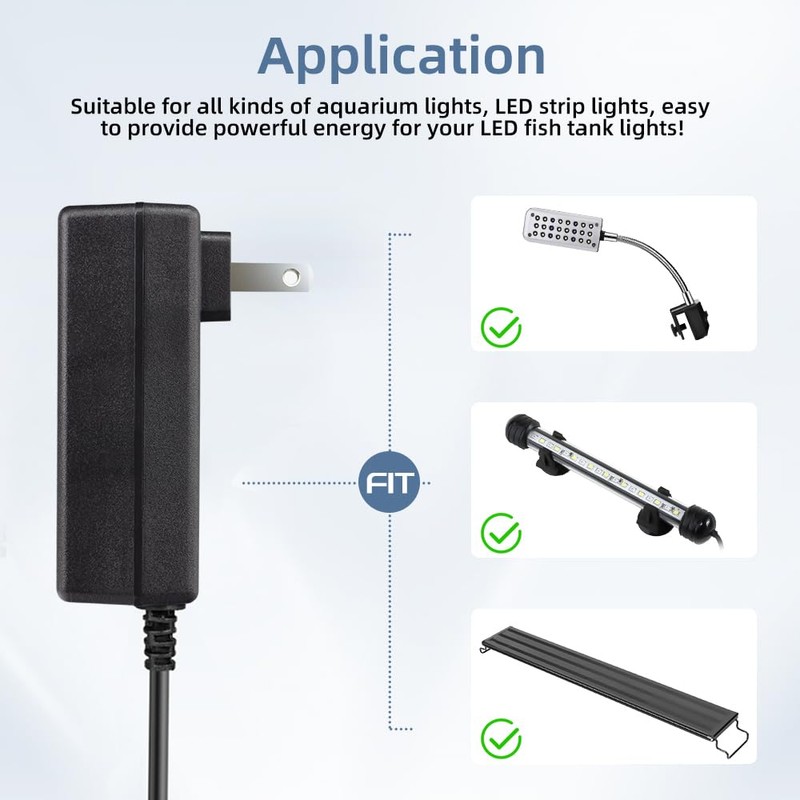 DaToo Aquarium Light LED Power Adapter AC 100-240V DC 24V