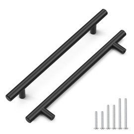 10 Pack Black Kitchen Cabinet Pulls and Handles Stainless Steel Kitchen Handles for Cabinets Round Dresser Drawer Pulls Probrico