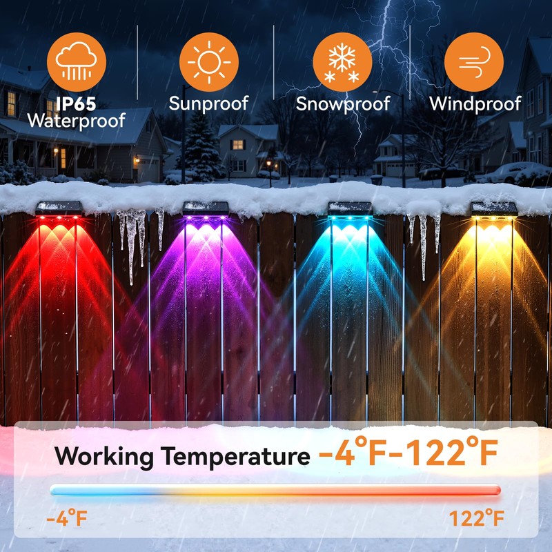 Solar Fence Lights Outdoor 10 Pack, Upgraded Brightness 3X LED