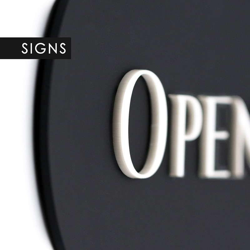 3DP Signs | Stylish Oval Black - Open/Closed Door Sign
