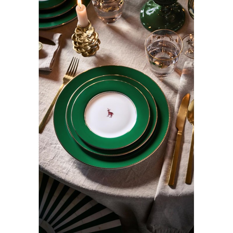 PIP STUDIO Love Birds Bread Plate Dark Green 17 cm