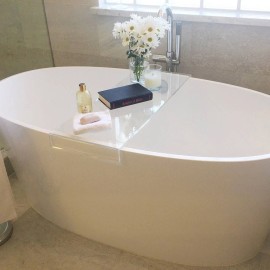 Dusky Shark Clear Acrylic Bathtub Tray Bathroom Caddy Shelf Waterproof & Stylish