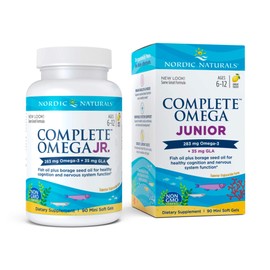 Nordic Naturals Complete Omega Jr., Lemon - 90 Mini Soft Gels - 283 mg Total Omega-3s & 35 mg GLA - Healthy Cognition, Nervous System Function - Non-GMO - 45 Servings