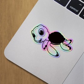 Holographic Decal Stickers of Cute Baby Turtle Cartoon Premium Waterproof Vinyl Decal Stickers for Laptop Phone Accessory Helmet Car Window Mug Tuber Cup Door Wall Decoration ANDVER300s40bHO