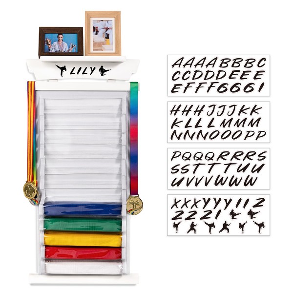 Tilhumt 12 Belts Karate Belt Display Rack with Sticker, Felt