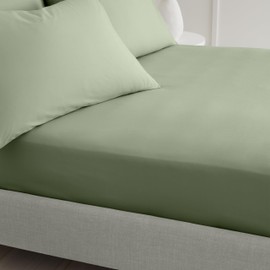 Bianca 200 Thread Count Cotton Percale Extra Deep Double Fitted Sheet Sage Green