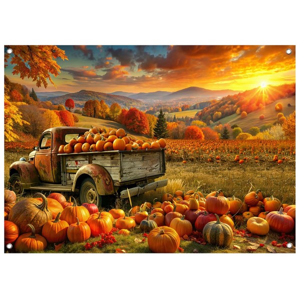 AIIKES 82.6x59 Inches Fall Photo Backdrop Autumn Pumpkin Patch Harvest