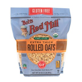 Bob's Red Mill Gluten Free Organic Extra Thick Rolled Oats, 32oz (Pack of 1) - Non GMO, Whole Grain, Vegan, Kosher