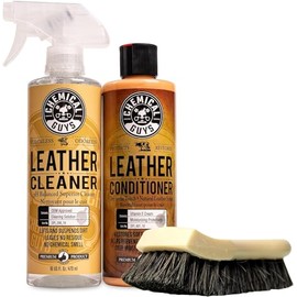 Chemical Guys SPI410 Leather Cleaner and Conditioner Bundle with ACC_S95 Long Bristle Horse Hair Leather Cleaning Brush, Safe for Car, Home, Office, & More (3 Item Bundle with 2-16 fl oz Bottles)