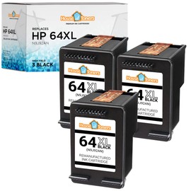 Houseoftoners Remanufactured 3-Pack Ink Cartridge High Yield Replacement for HP 64XL Black Envy 6220 6230 6232 6252 6255 6258 7120 7130 - (3-Black)