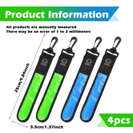 GOMETY LED Flashing Light for School Bag, Pack of 4 Children's Reflectors Flashing Light School Bag with 3 Modes Safety Light Waterproof Reflector Pendant for Backpack Hiking Jogging (Blue + Green)