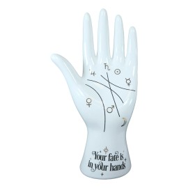 Psychic Fortune Teller Palmistry White Hand Palm Ceramic Figurine Jewelry Holder