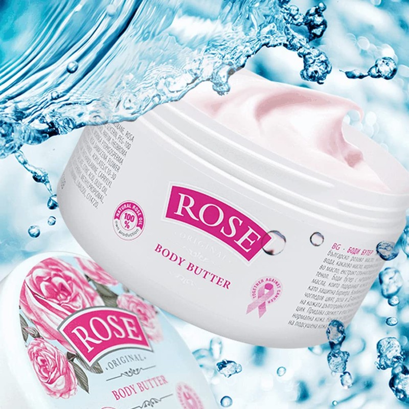 Bulgarian Rose Body Butter with Natural Rose Oil, Nourishing &