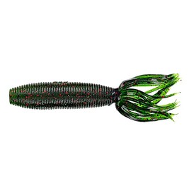 YAMAMOTO 4" Fat Ika - Realistic Soft Plastic Fishing Lure Baits with Grub-Style Body and Tube-Style Skirt - 10 Pack, Watermelon with Large Black and Small Red