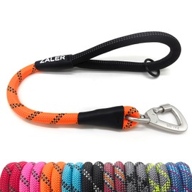 ZALER Short Dog Leash, 18 Inches Rope Traffic Leashes for Dogs, Reflective Dog Lead with O-Ring, Heavy Duty Pet Leash for Large and Medium Dogs (18'' Orange)