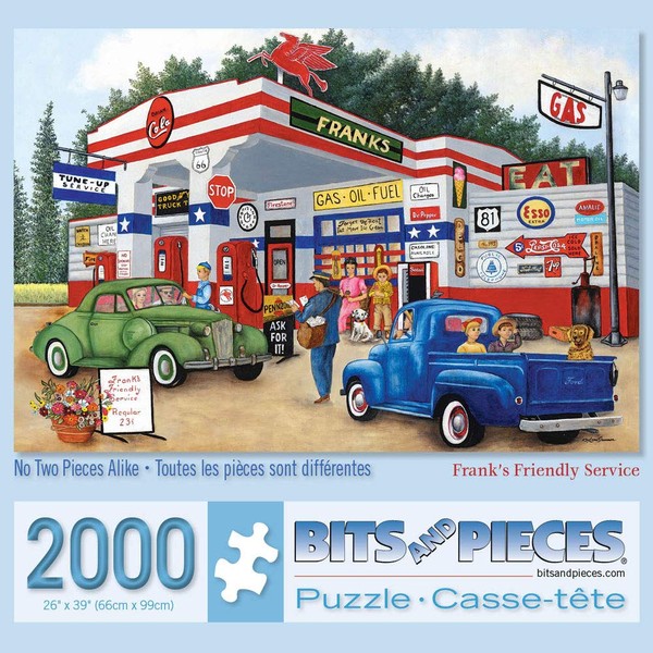 Bits and Pieces - 2000 Piece Jigsaw Puzzle for Adults 26"X39" - Frank's Friendly Service - Americana Summer 2000 pc Jigsaw by Artist Kay Lamb Shannon