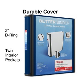 Staples 2-Inch 3-Ring Better Binder, Navy Blue, 2/Pack (St55872-Ccvs)