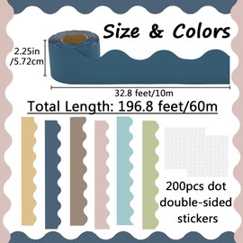 Acidea 196.8 ft Colorful Classroom Borders for Bulletin Board, 6 Rolls Pastel Bulletin Board Border Scalloped Bulletin Board Borders Trim Bulletin Boards for Classroom Bulletin Board Decorations