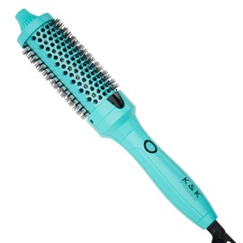 K&K Thermal Brush, 1.5 Inch Heated Round Brush, Professional Heated Curling Ceramic Tourmaline Ionic Curling Iron, Hot Styling Volumizing Brush, Dual Voltage, Green