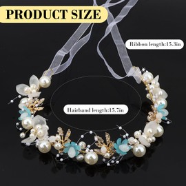Oblihumoy Bridal Hair Vines Wedding Headband Pearl Headband Wedding Hair Accessories Bridal Headband Headpiece for Women