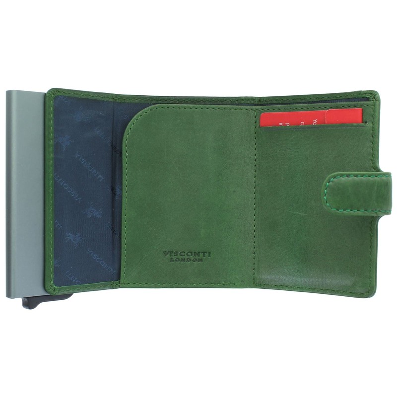 VISCONTI Leather Fireblade Ejector Card Wallet RFID Blocking VSL59 Green