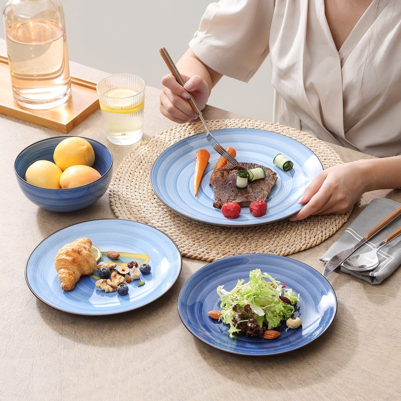 Selamica Ceramic Dinnerware Sets, 12 Pieces Plates and Bowls Sets,
