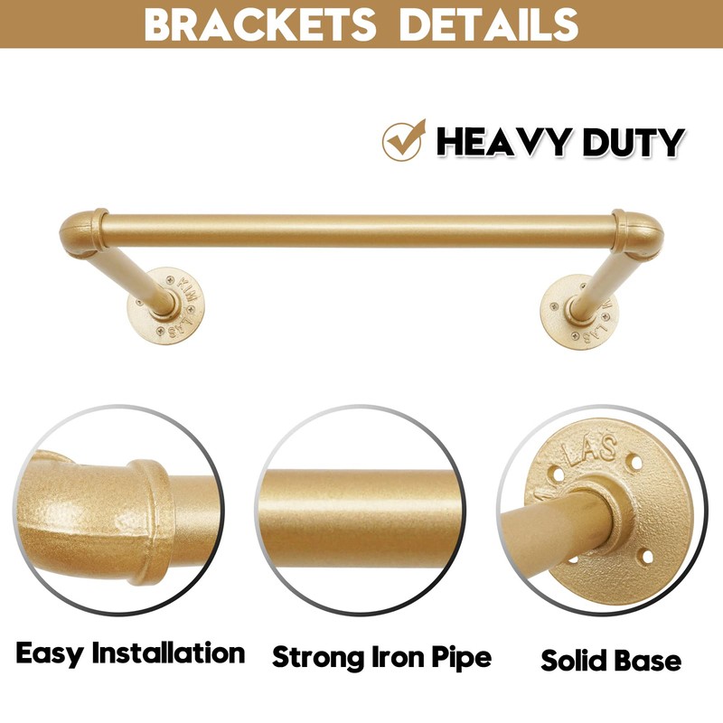 AddGrace Industrial Pipe Clothing Rack 20.5" Gold Clothing Rack DIY