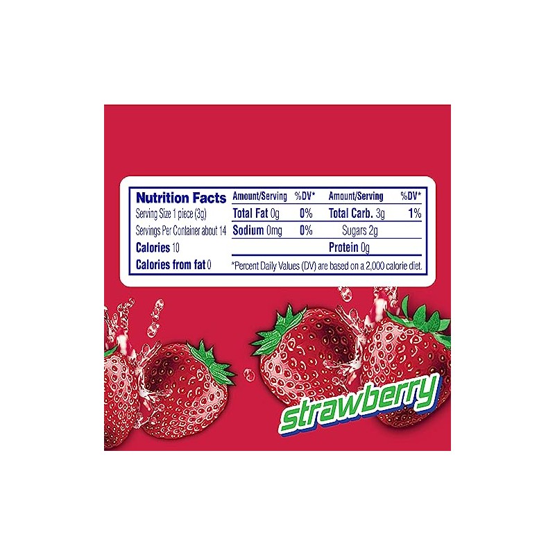 Mentos Pure Fresh Sugar-Free Chewing Gum with Xylitol, Strawberry, 50