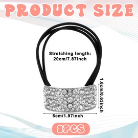8pcs Sparkly Rhinestone Hair Ties,Crystal Ponytail Holders,Elastic Scrunchies,for Thin Thick Hair Rhinestone Scrunchies Accessories for Women Girls Silver