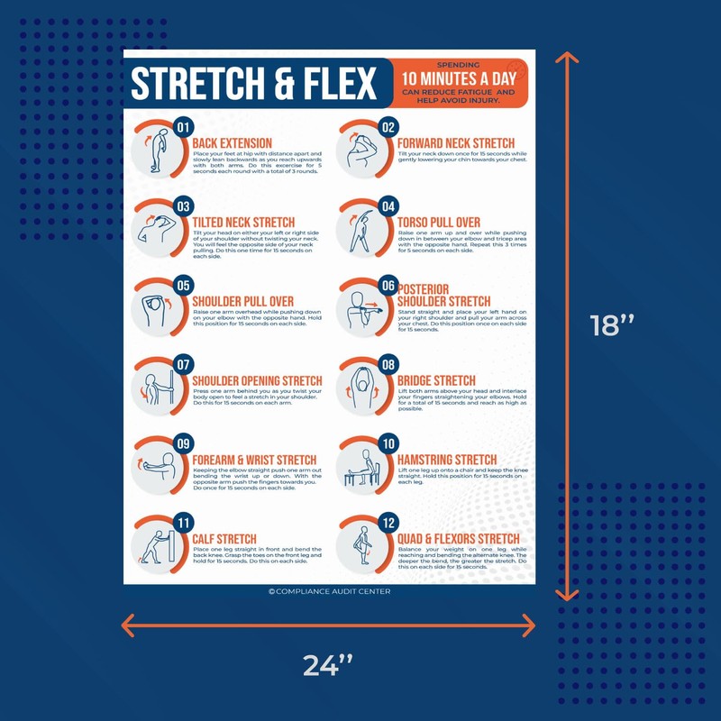 Stretch & Flex Poster Exercise for Workplace Guide Employees Employers