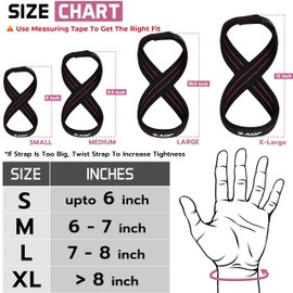 AQF Figure 8 Lifting Straps, Anti Slip Gym Wrist Supports for gym, Powerlifting, Weightlifting, Deadlifting, Heavy Duty Gym Straps, Ideal Lifting Straps for Strength Training (Black & Pink, XL)