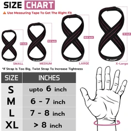 AQF Figure 8 Lifting Straps, Anti Slip Gym Wrist Supports for gym, Powerlifting, Weightlifting, Deadlifting, Heavy Duty Gym Straps, Ideal Lifting Straps for Strength Training (Black & Pink, XL)