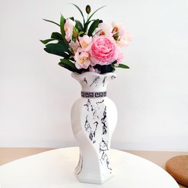 Serdic Modern Decorative Vases for Home Decor,White Ceramic Vase for Home Decor,Ceramic Vase for Centerpiece,Living Room,Bedroom,Large Farmhouse Flower Vase (30cm White)