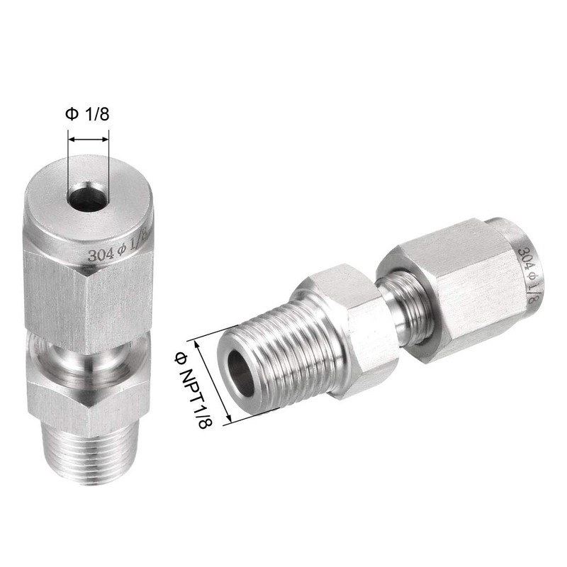 sourcing map Stainless Steel Compression Tube Fitting 1/8NPT Male x