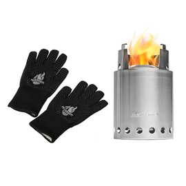 FEUERGOTT - Solo Stove Titan Set, Camping Stove with Barbecue Gloves, Portable Fire Pit, Smokeless Fire Pit, Outdoor Grill, Fire Barrel for Garden, Camping, Patio