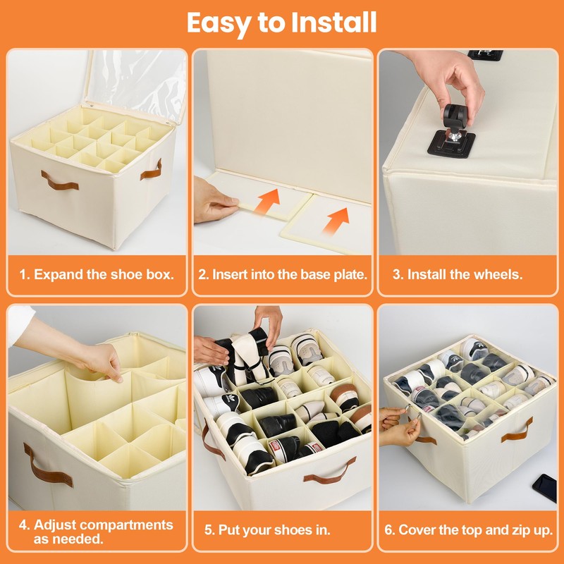 Shoe Organizer for Closet, 2 Pack Shoe Storage Organizer with