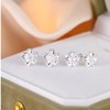 2 Pairs Flat Back Stud Earrings for Women Small Silver