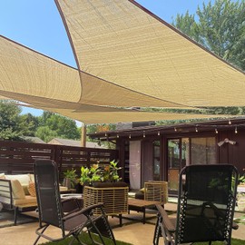 LOVE STORY Custom Size 10'x11'x14.9' Sand Sun Shade Sail Right Triangle Sunshade Fabric Awning Canopy for Patio Backyard Carport Pergola (Customized)