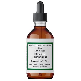 Organic Lemongrass Essential Oil, 4 oz Pure Undiluted Premium Grade Bulk for Cosmetics Skin Soap Candle Diffuser Perfume