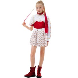 Gunaniti 10 Pcs Zombies Costume for Girls Cheerleader Dress Uniform Outfits (5-6 Years, White)