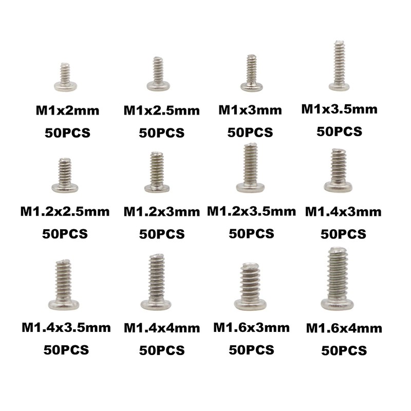 MCMASKE Métrico 12 tipos M1 M1.2 M1.4 M1.6 Kit surtido