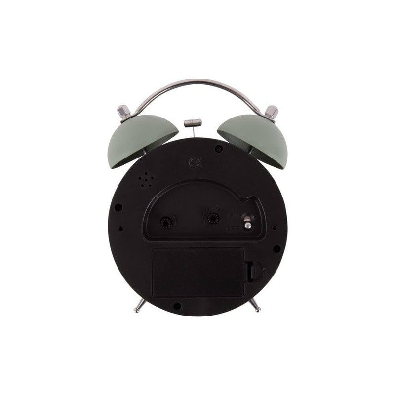 Karlsson KA5784GR Iconic Retro-Wecker, leises Uhrwerk, Metall, Jadegrün, grau, H16,5