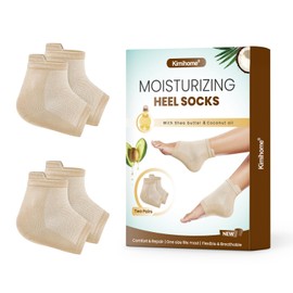 Kimihome Moisturizing Heel Socks, Infused with Shea & Coconut Oil, Cozy Gel-Lined Sleep Socks for Dry, Cracked Feet, Overnight Repair & Comfort - 2 Pairs, Maroon Nourish