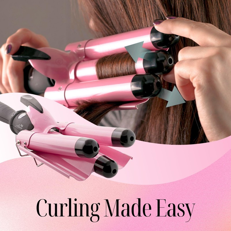 Alure Three Barrel Curling Iron Wand Hair Waver with LCD